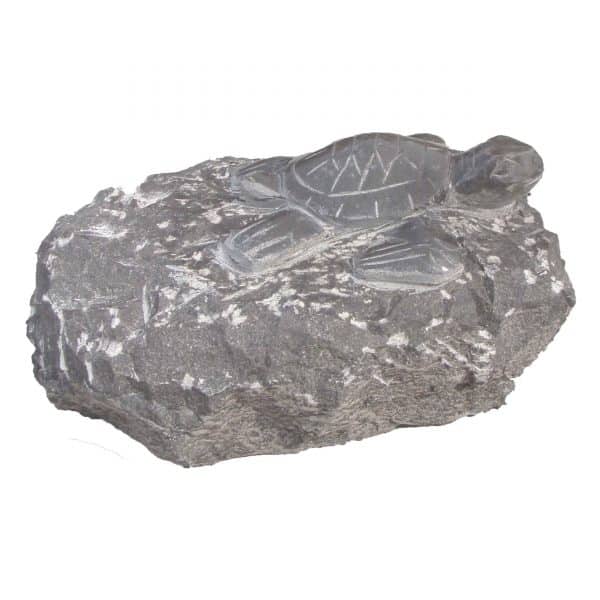 Michel Oprey - Kalksteen Turtle on rock - 30x30x20 cm - grijs