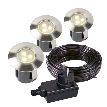 Garden Lights - Grondspot Birch set van 3 st. - Zilverkleurig