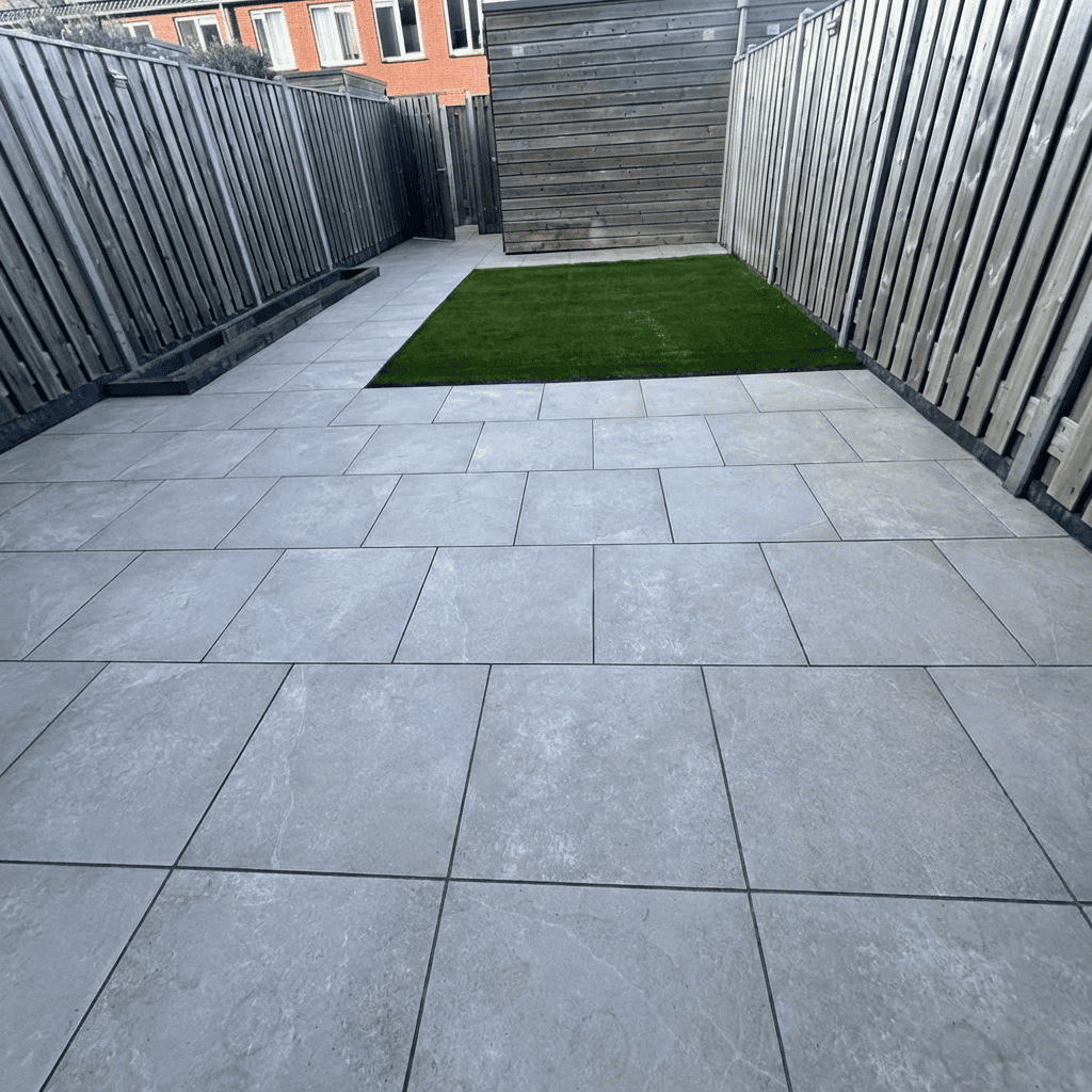 AANBIEDING- Keramische tuintegel Marmerlook - 60x60x4,8 cm - Ibiza Donkergrijs