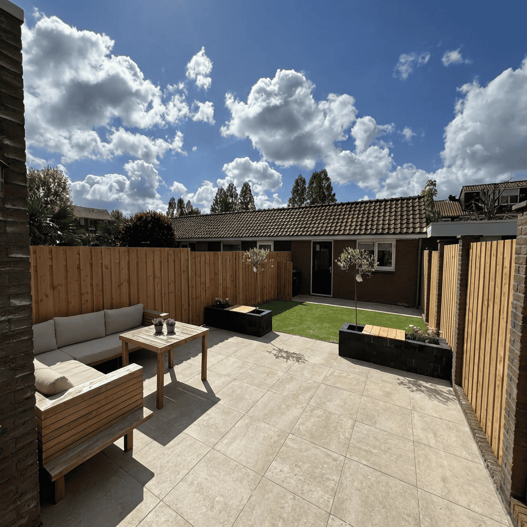 AANBIEDING- Keramische tuintegel Marmerlook - 60x60x4,8 cm - Ibiza Taupe