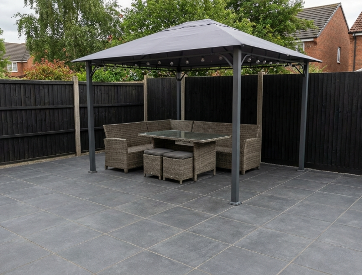 AANBIEDING- Keramische tuintegel Betonlook - 60x60x4,8 cm - Ibiza Antraciet