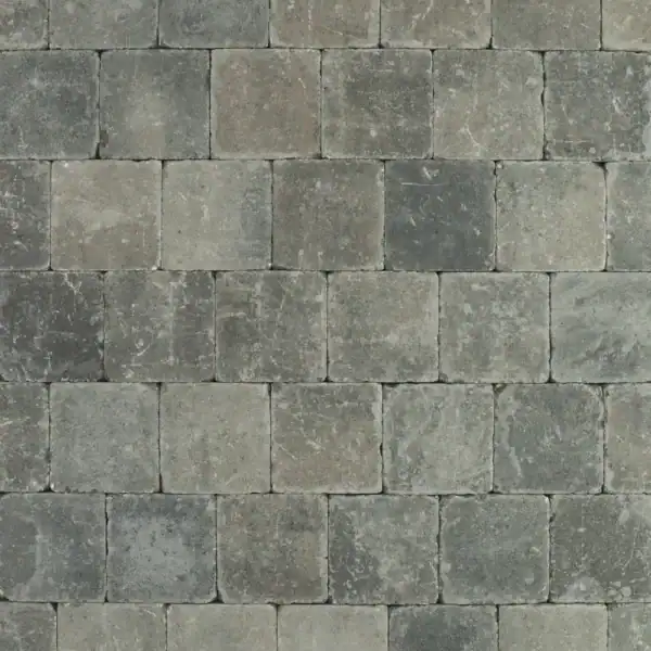 Trommelsteen 15x15x6  grijs/zwart genuanceerd spec Zwart